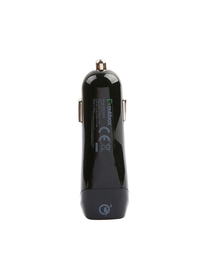 أوت بوكس شاحن سيارة بقوة 36 واط، منفذي USB بتقنية الشحن السريع QC3.0، لون أسود - Image 2